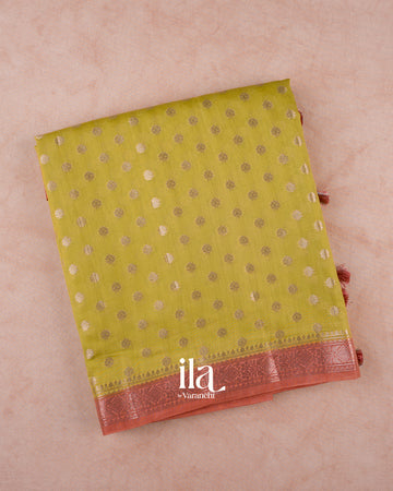 Lemon Yellow Pure Chanderi Silk Cotton Saree