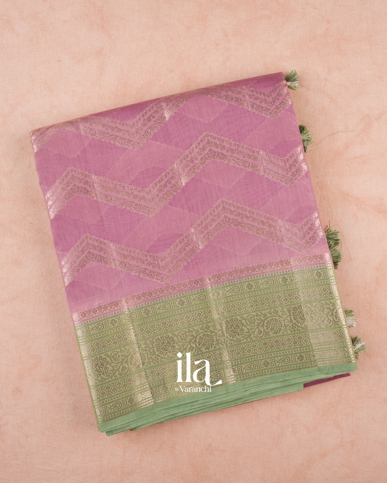 Lavender Zigzag Pure Chanderi Silk Cotton Saree
