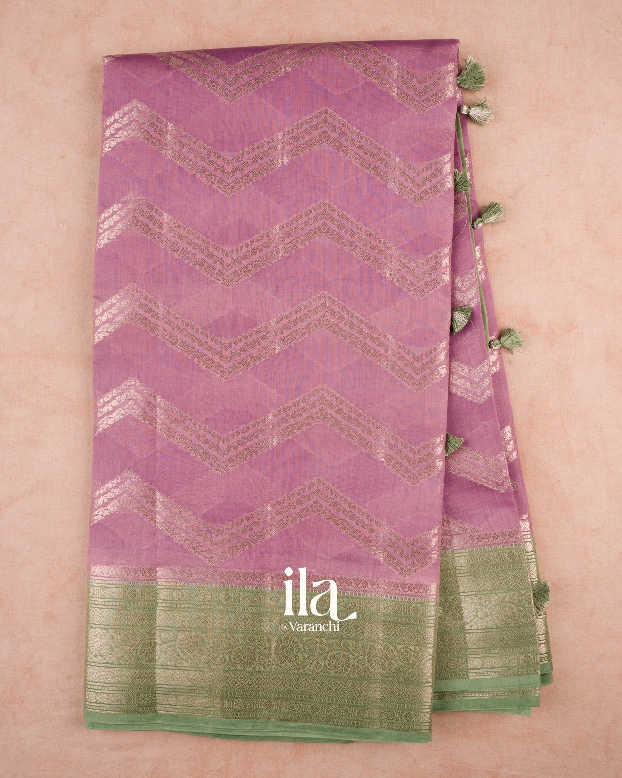 Lavender Zigzag Pure Chanderi Silk Cotton Saree