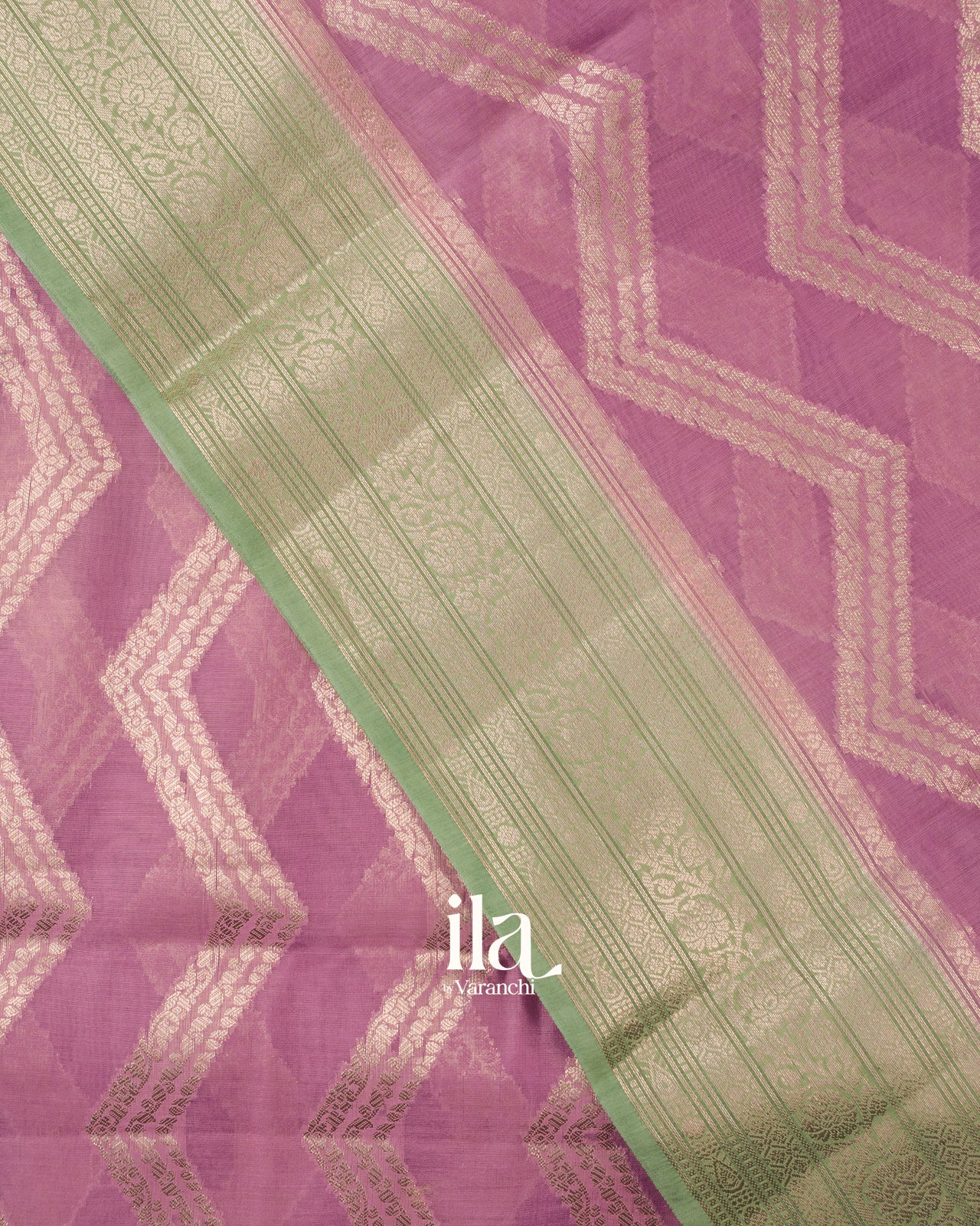 Lavender Zigzag Pure Chanderi Silk Cotton Saree