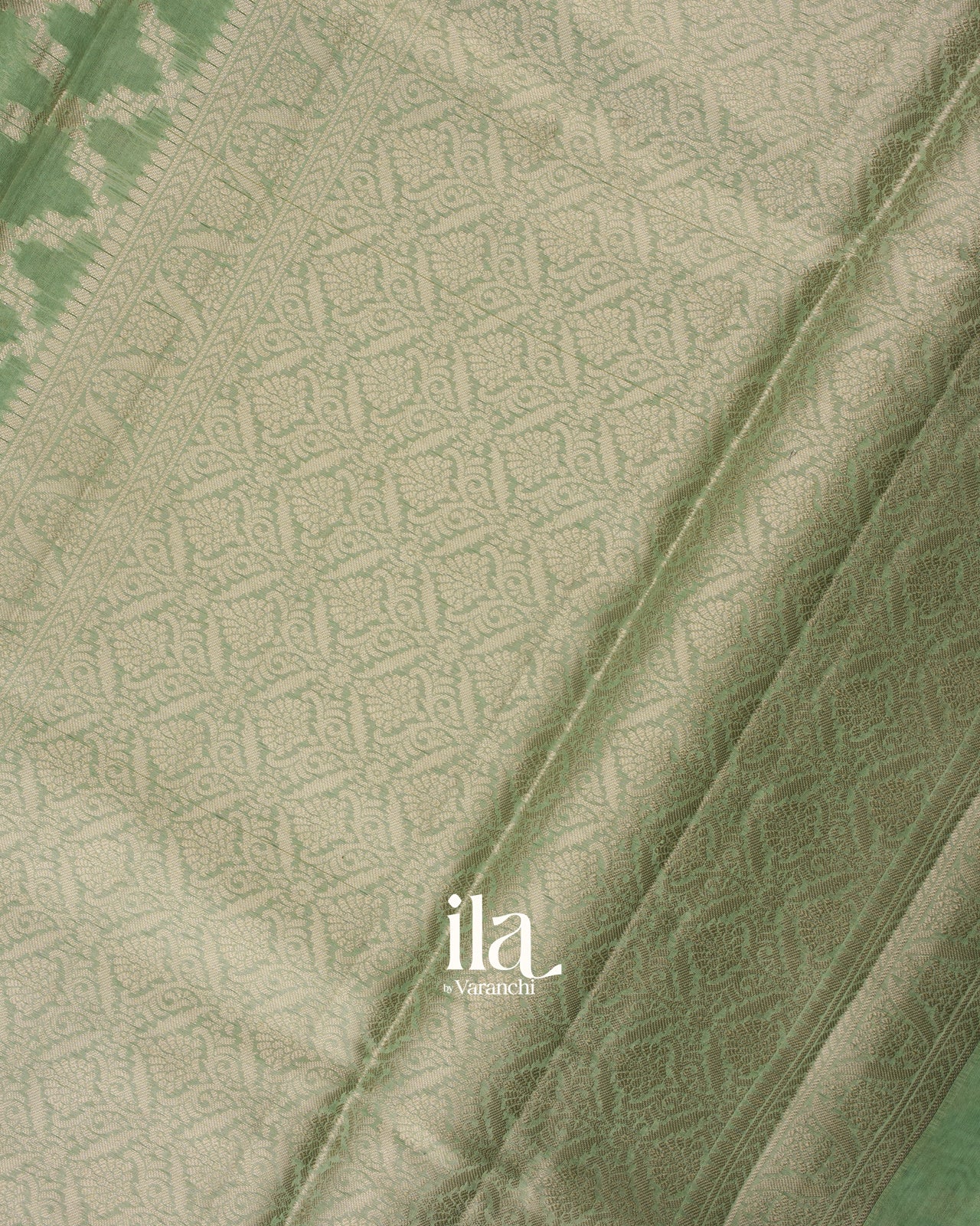 Sea Green Diamond Lattice Chanderi Silk Cotton Saree