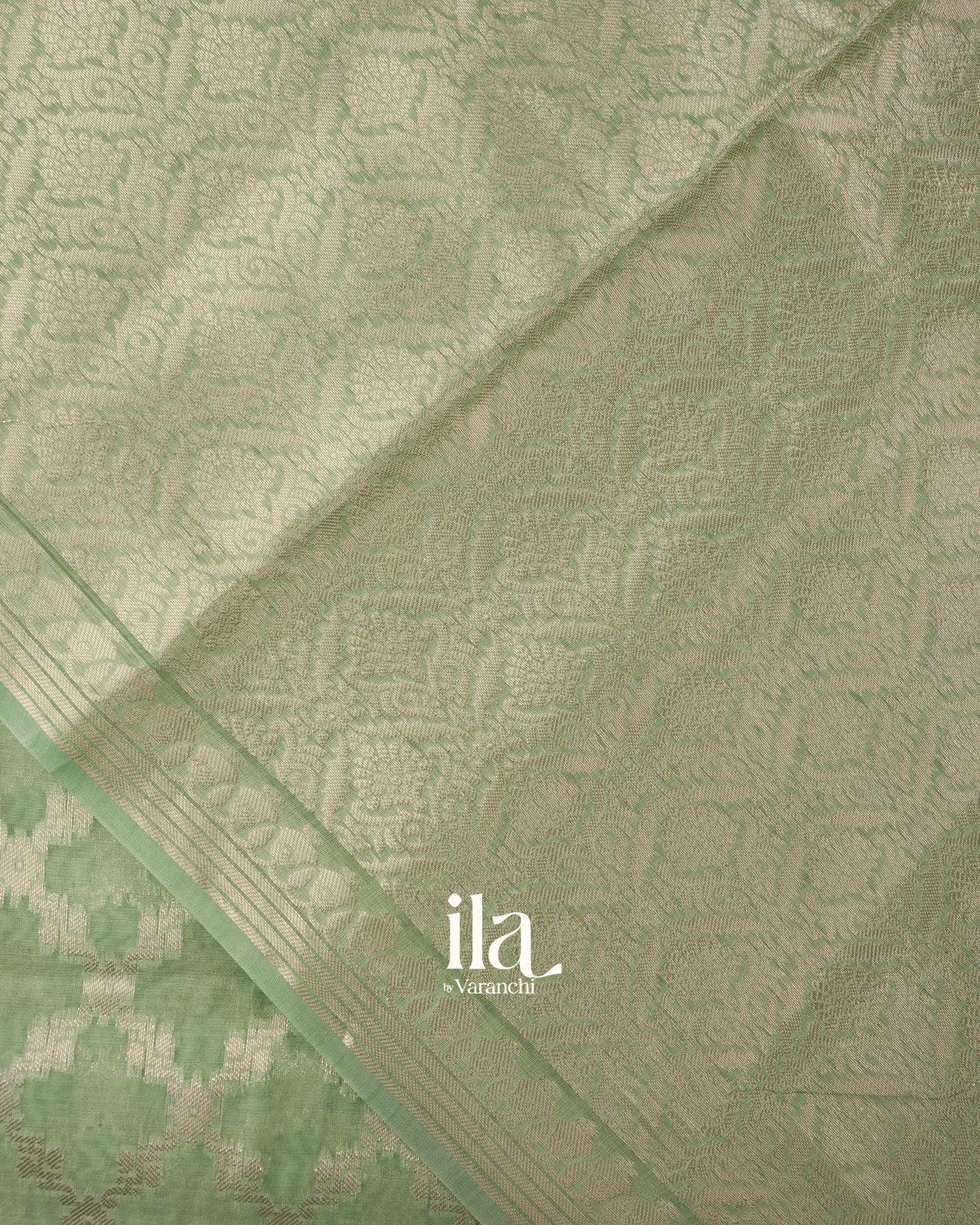 Sea Green Diamond Lattice Chanderi Silk Cotton Saree