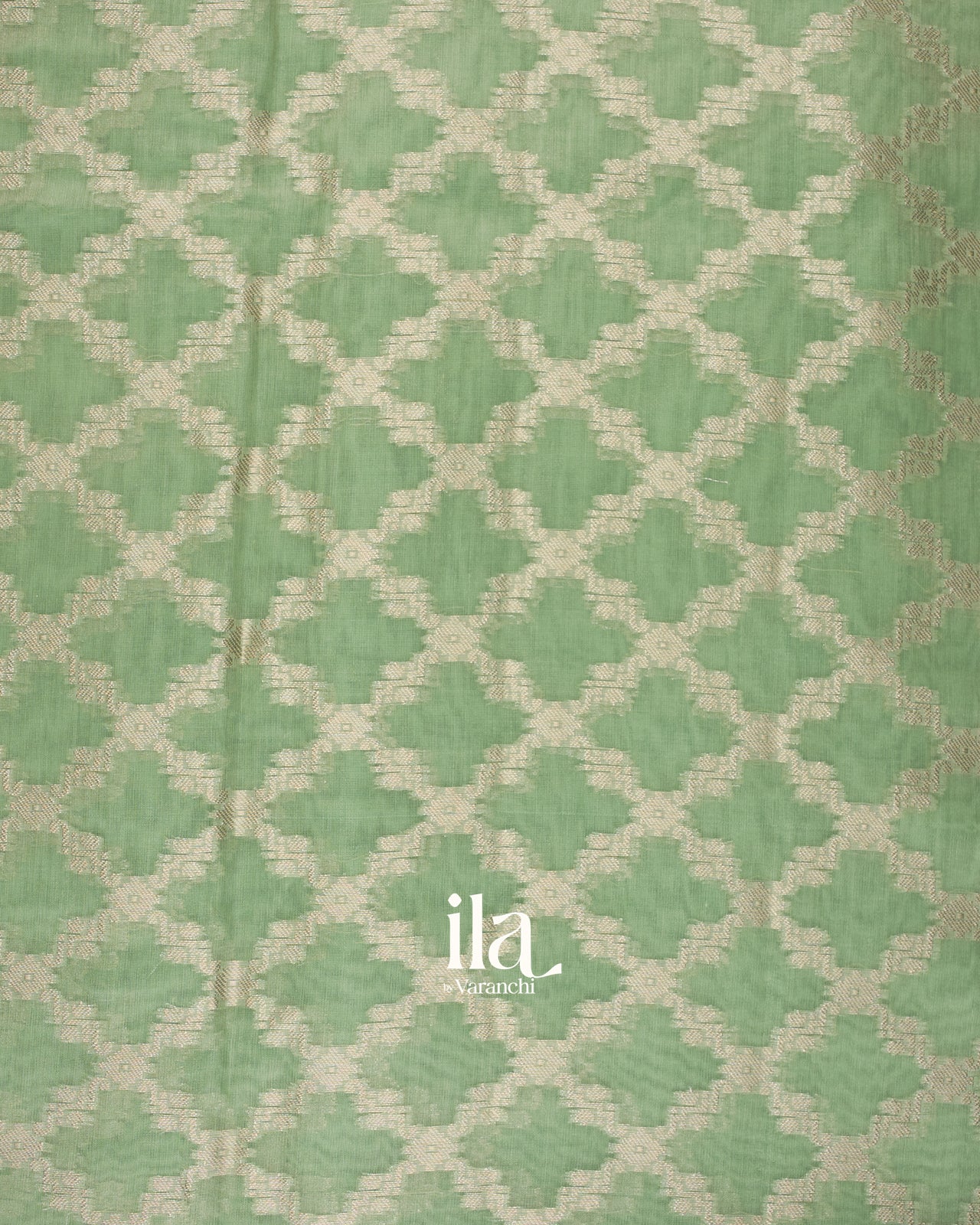 Sea Green Diamond Lattice Chanderi Silk Cotton Saree