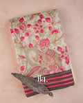 Ivory Peacock Kalamkari Printed Cotton Saree