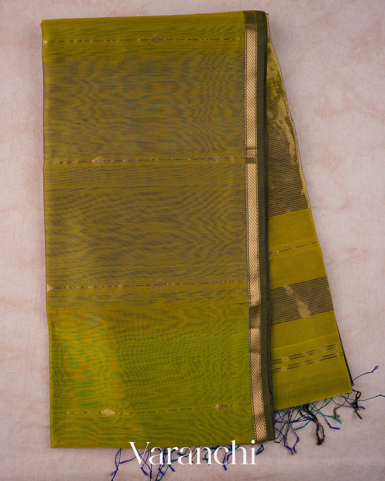 Mehendi Green Butta Maheshwari Silk CottonSaree