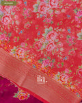 Wine Pink Floral Embroidered Viscose Chanderi Saree — Blouse