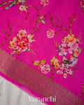 Off-White Floral Digital Printed Semi Chanderi Saree