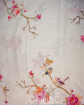 Off-White Floral Digital Printed Semi Chanderi Saree