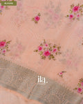 Peach Floral Embroidered Viscose Chanderi Saree — Blouse