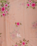 Peach Floral Embroidered Viscose Chanderi Saree — Body