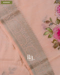 Peach Floral Embroidered Viscose Chanderi Saree — Border