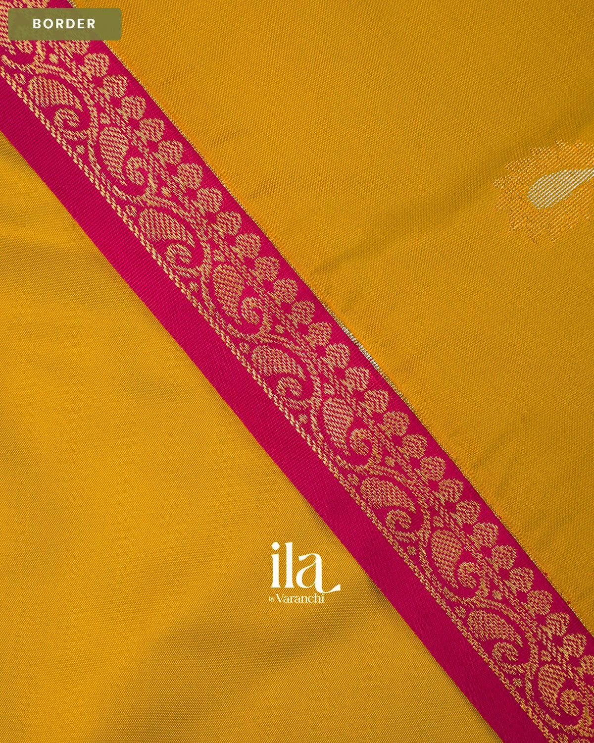 Mustard Yellow Semi Kanchipuram Saree — Border