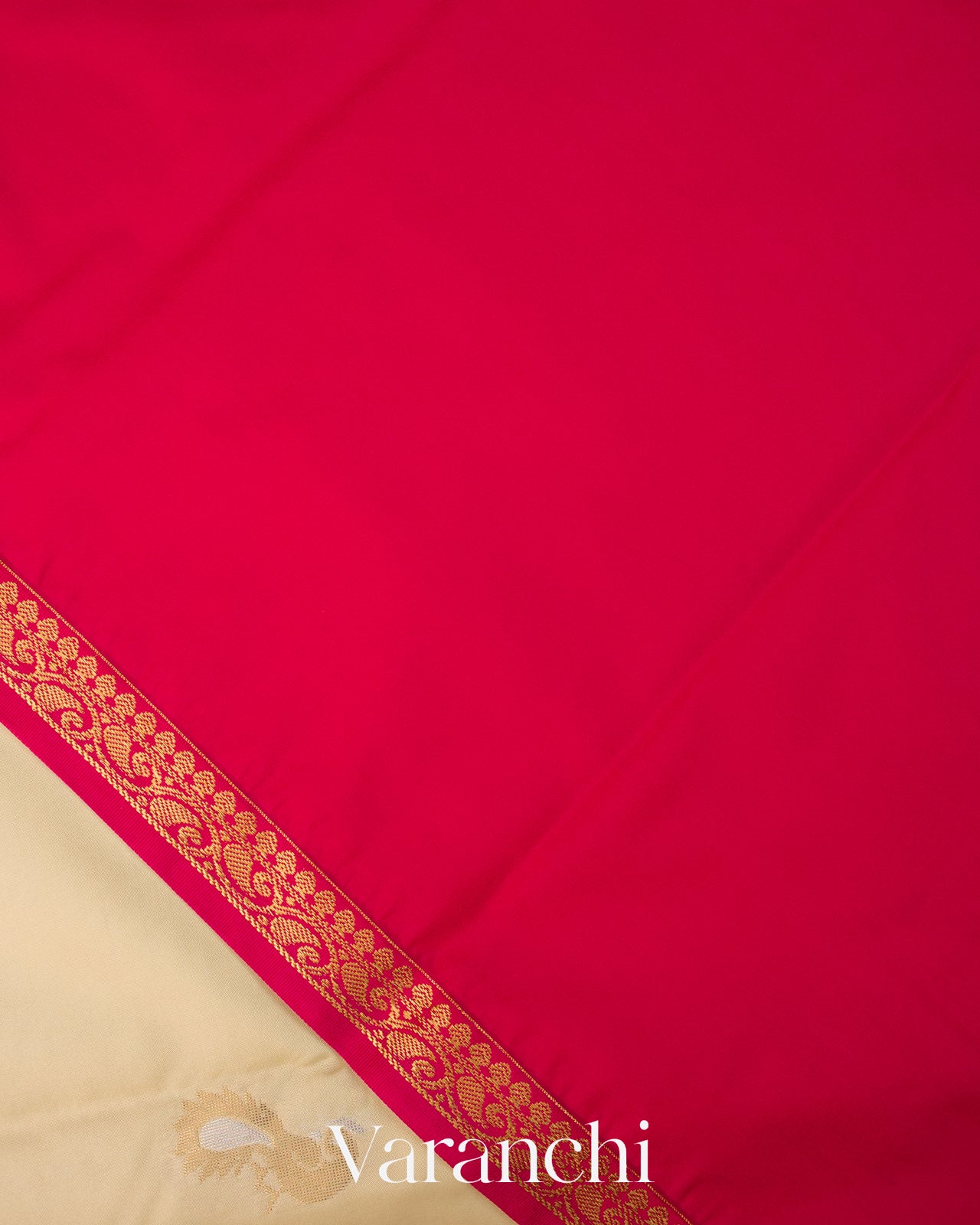 Cream Pure Semi Kanchipuram Saree