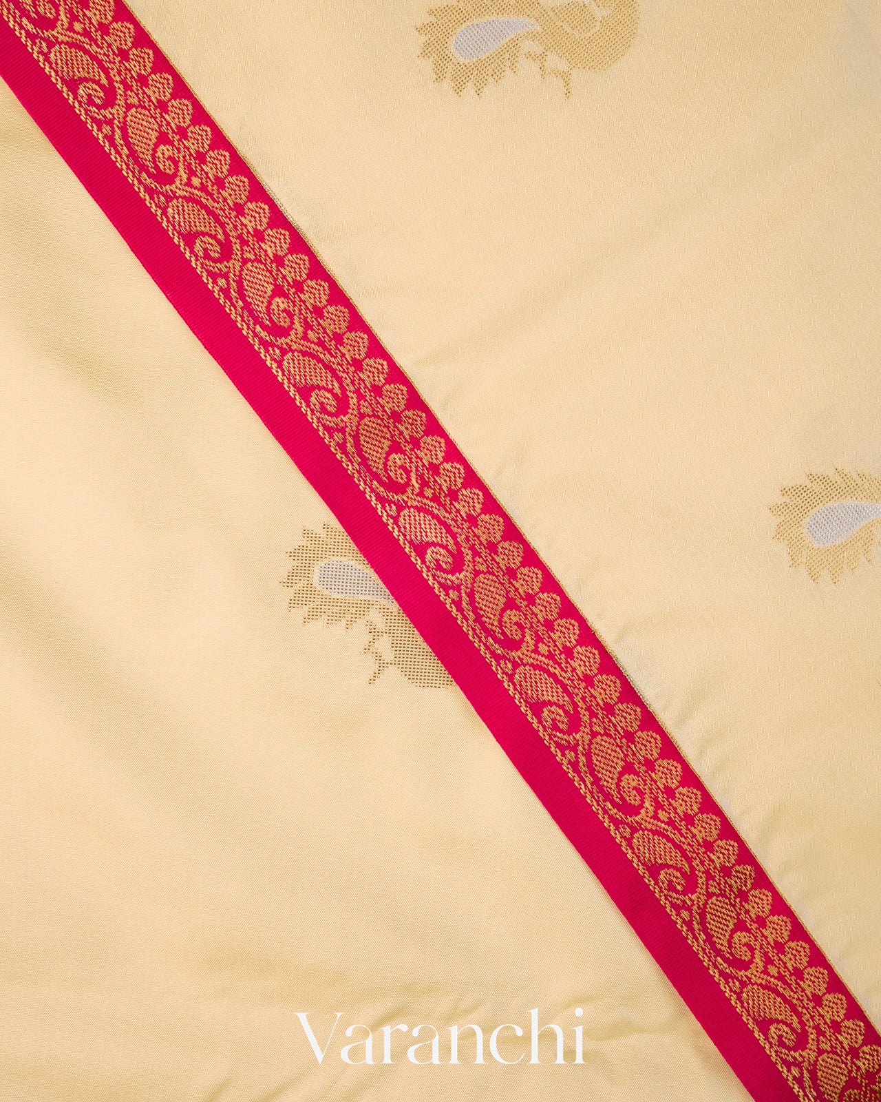 Cream Pure Semi Kanchipuram Saree