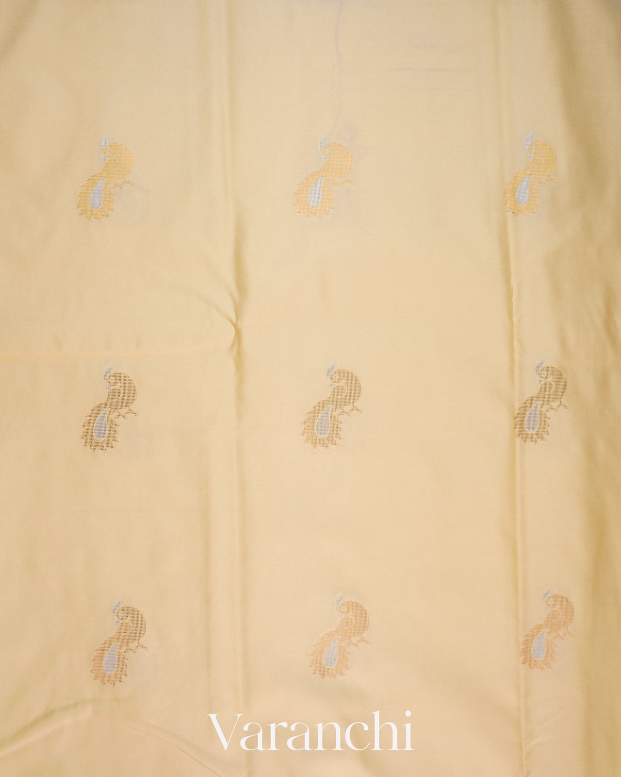 Cream Pure Semi Kanchipuram Saree