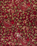 Maroon Kalamkari Printed Pure Chanderi Silk Cotton Saree