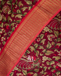 Maroon Kalamkari Printed Pure Chanderi Silk Cotton Saree