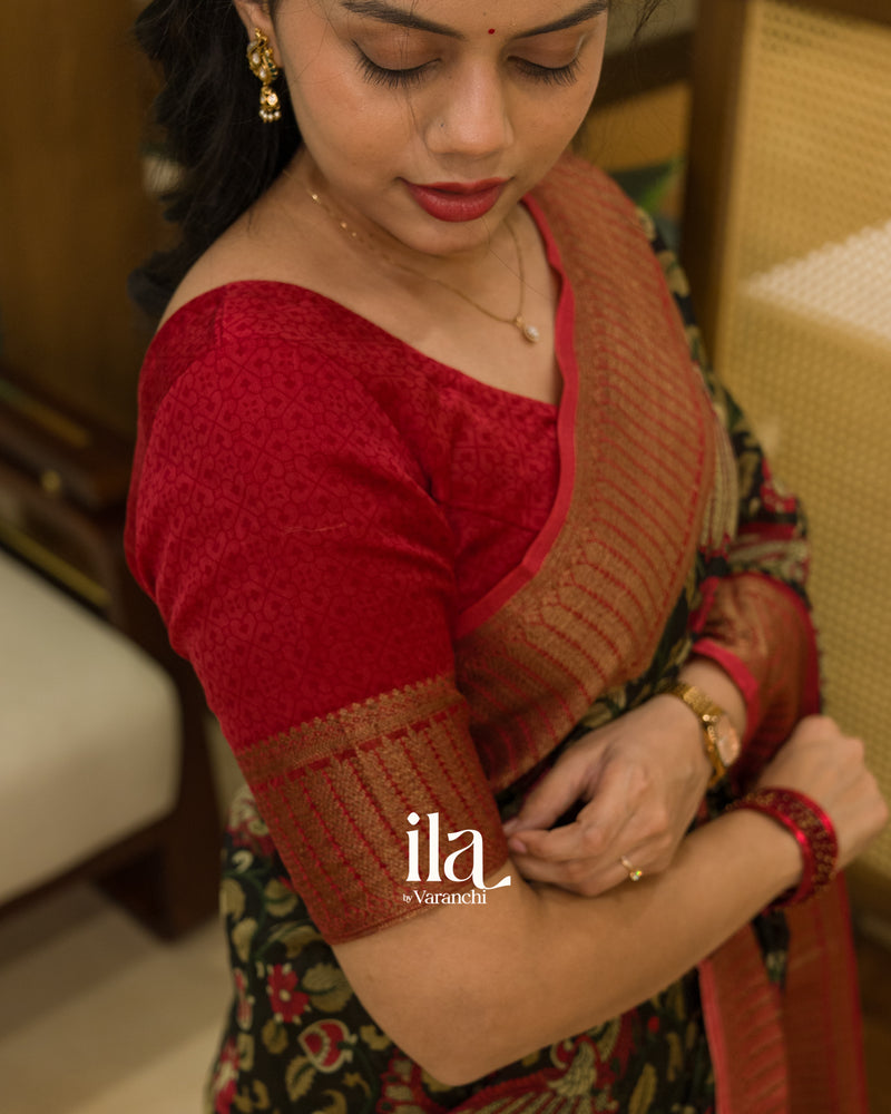 Striking Crimson Red Blouse Piece