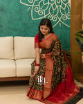 Black Kalamkari Pure Chanderi Cotton Saree