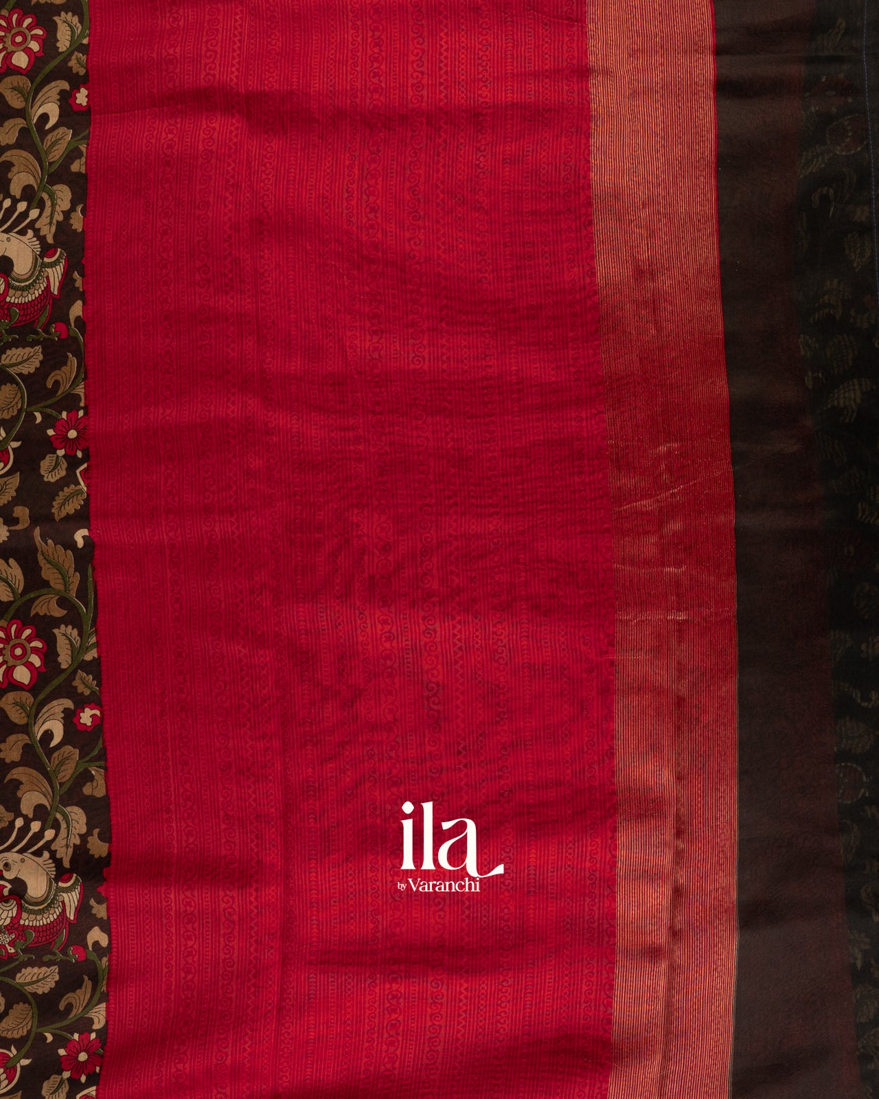Black Kalamkari Pure Chanderi Cotton Saree