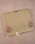 Golden Taupe Floral Embroidered Cotton Kota Saree