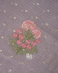 Dusty Lavender Grey Floral Embroidered Cotton Saree