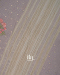 Dusty Lavender Grey Floral Embroidered Cotton Saree