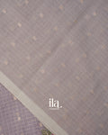 Dusty Lavender Grey Floral Embroidered Cotton Saree