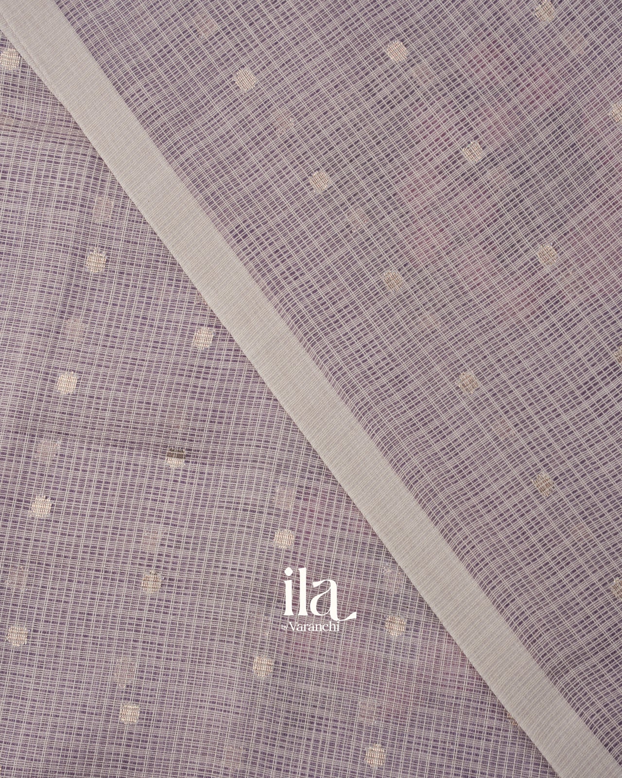 Dusty Lavender Grey Floral Embroidered Cotton Saree