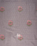 Dusty Lavender Grey Floral Embroidered Cotton Saree