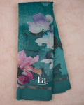 Prussian Blue Floral Print Cotton Saree