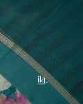 Prussian Blue Floral Print Cotton Saree