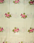 Ivory Floral Embroidered Semi Linen Saree