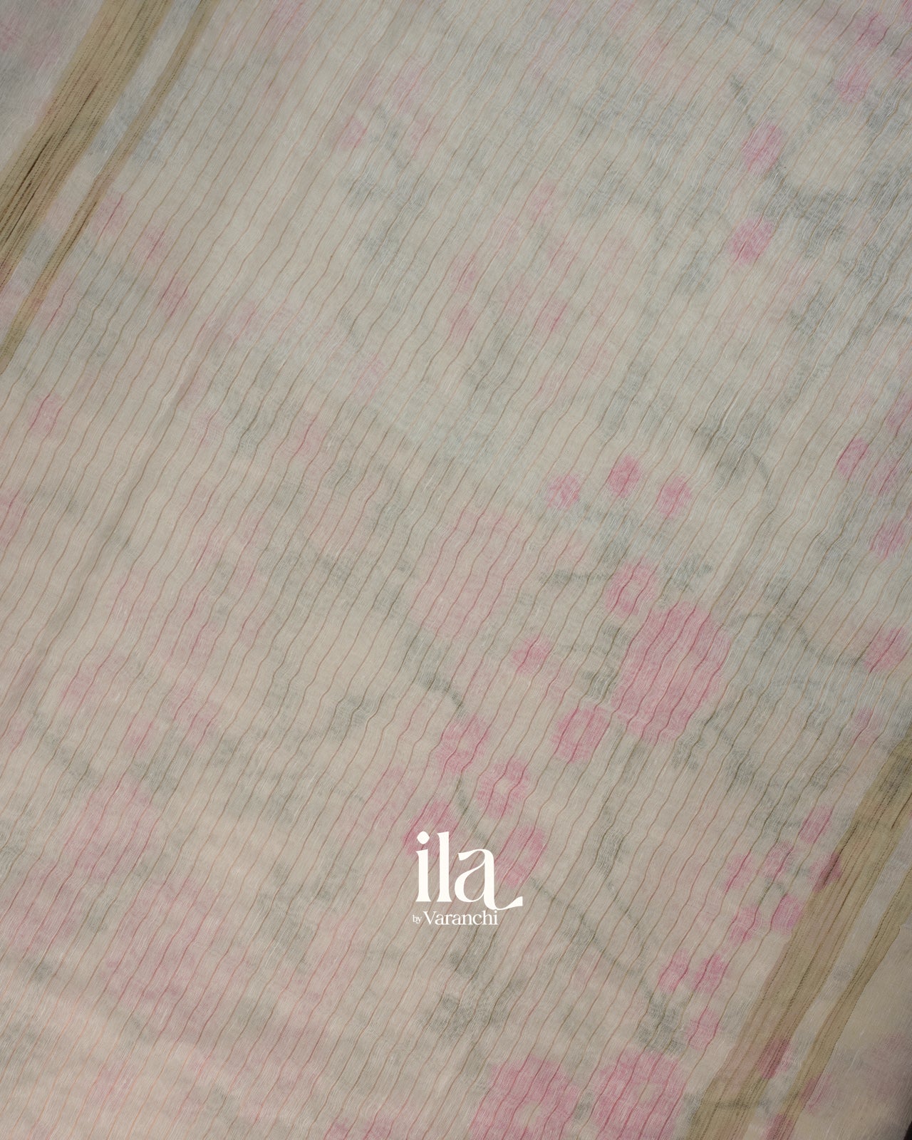 Ivory Floral Embroidered Semi Linen Saree