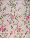 Ivory Floral Embroidered Semi Linen Saree