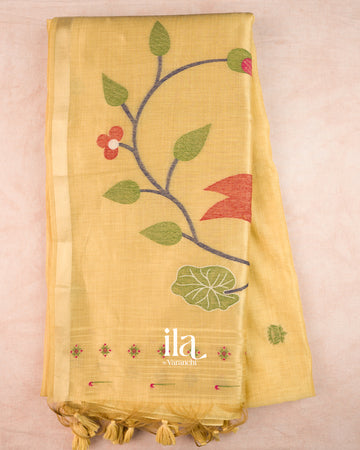 Mustard Yellow with Paithani Pallu Semi Cotton Saree