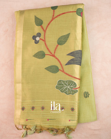 Mint Green with Paithani Pallu Semi Cotton Saree