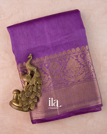 Purple Pure Banarasi Linen Saree