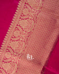 Rani Pink Floral Banarasi Bordered Pure Linen Saree