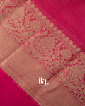 Rani Pink Floral Banarasi Bordered Pure Linen Saree