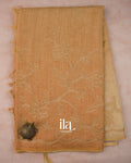 Sandal Wood Ombre Dyed and Applique Semi Linen Saree