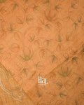 Sandal Wood Ombre Dyed and Applique Semi Linen Saree