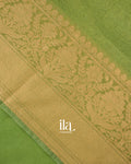 Parrot Green Banarasi Bordered Linen Saree
