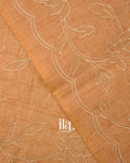 Sandal Wood Ombre Dyed and Applique Semi Linen Saree