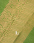 Parrot Green Banarasi Bordered Linen Saree
