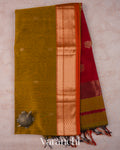 Antique Gold-Brown Pure Maheshwari Silk Cotton Saree
