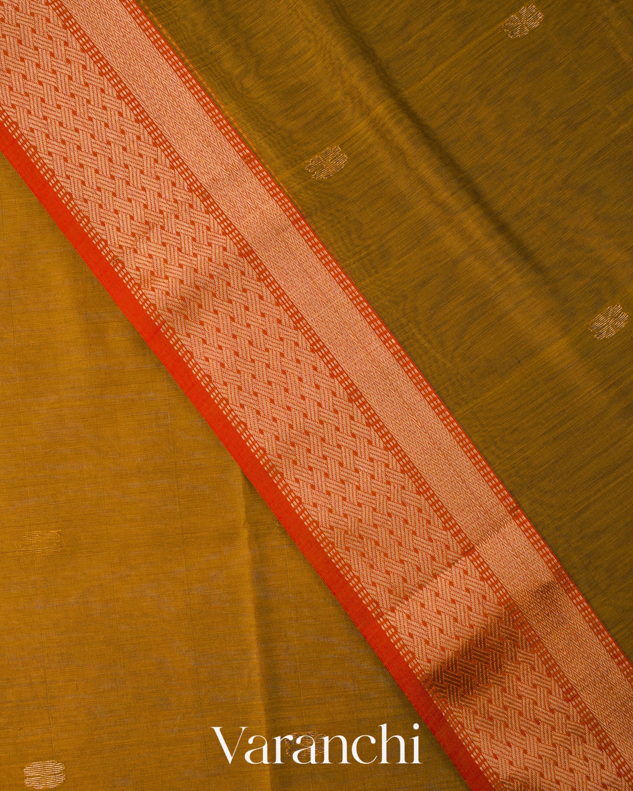 Antique Gold-Brown Pure Maheshwari Silk Cotton Saree