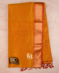 Mustard Yellow Pure Maheshwari Silk Cotton Handloom Saree