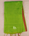 Parrot Green Cotton Tissue Saree — Full Saree