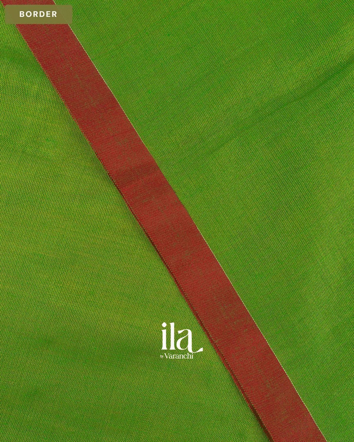 Parrot Green Cotton Tissue Saree — Border